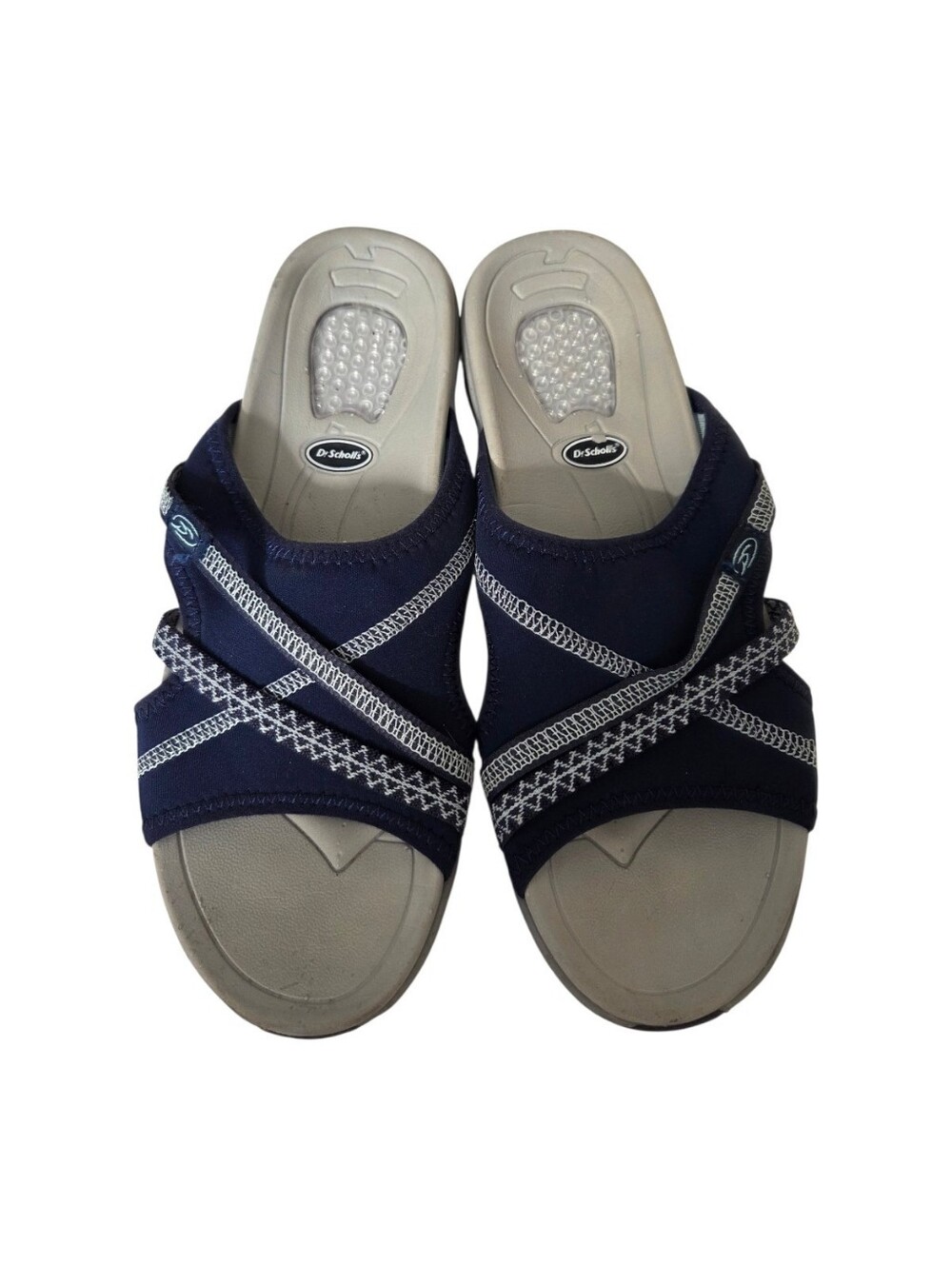 Dr. Scholl's Navy Cross-Strap Comfort Slide Sandals Women's Size 8.5M
